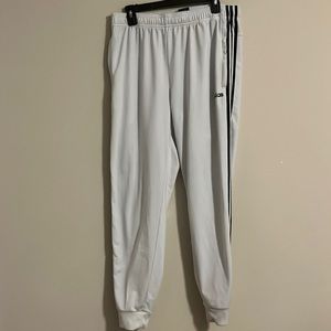 White Adidas Warm-up Tapered 3 Stripe Jogger Pants
